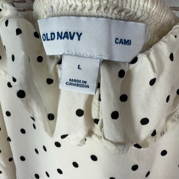 Old Navy Women's Ivory Black Dot Ruffle Cami Dress Size Large - Picture 7 of 11